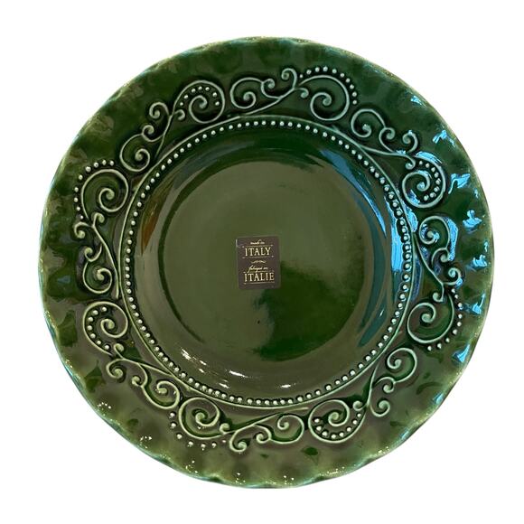 (4) Maioliche Jessica Made in Italy Pasta Bowls 9in Ceramic Christmas Green New - Picture 8 of 13